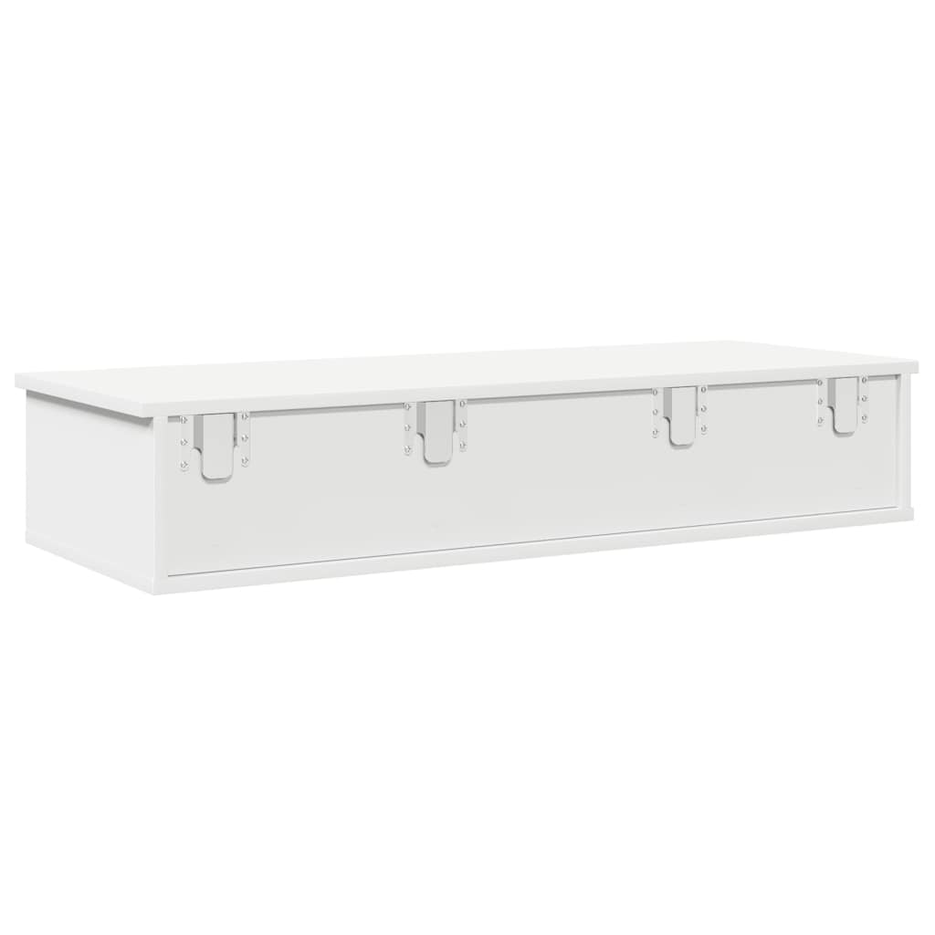 Zidna polica s ladicama bijela 100x37,5x19 cm izrađeno drvo