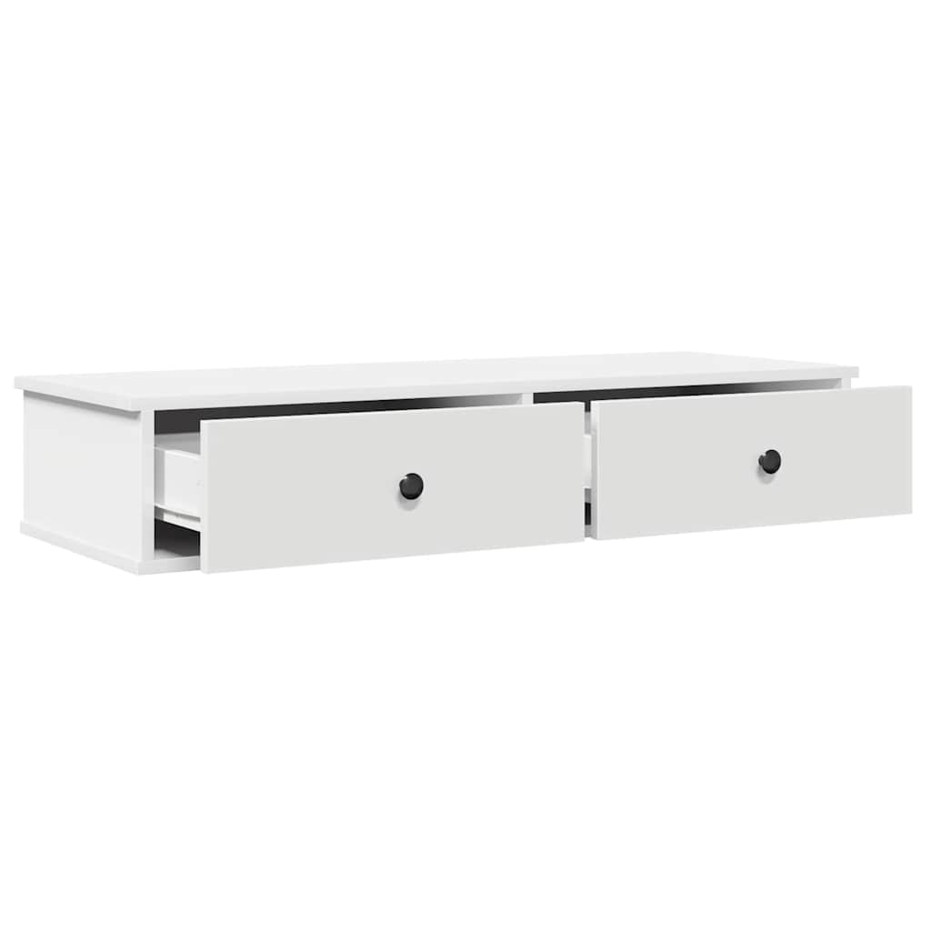 Zidna polica s ladicama bijela 100x37,5x19 cm izrađeno drvo