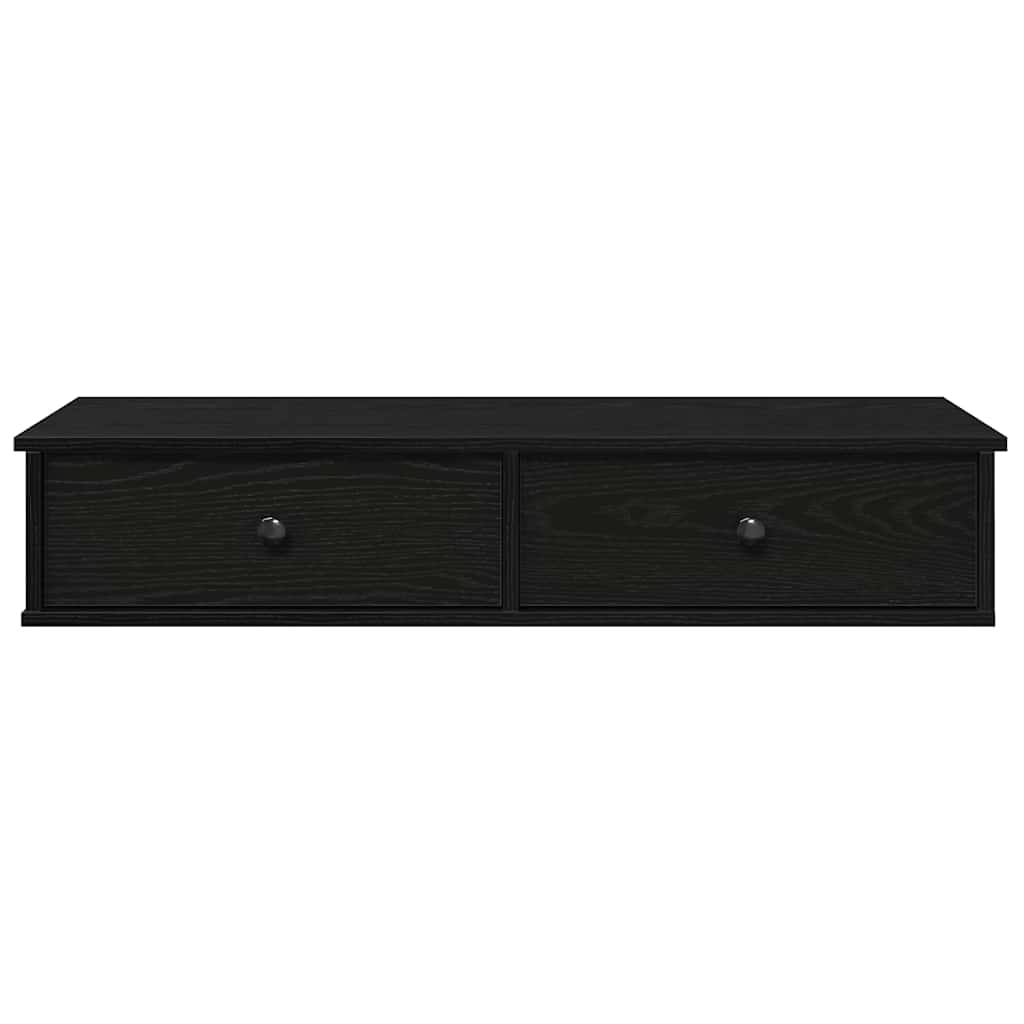 Zidna polica s ladicama crna 100x37,5x19 cm izrađeno drvo