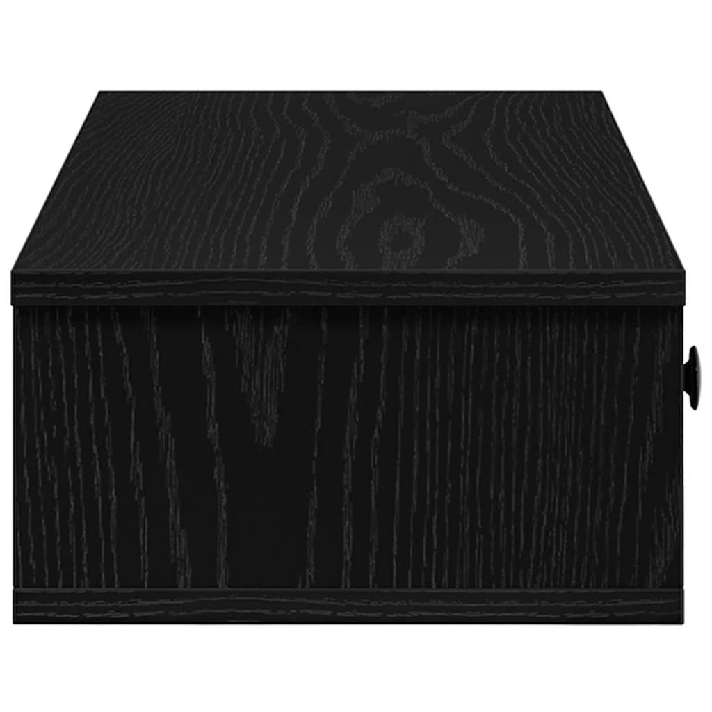 Zidna polica s ladicama crna 100x37,5x19 cm izrađeno drvo