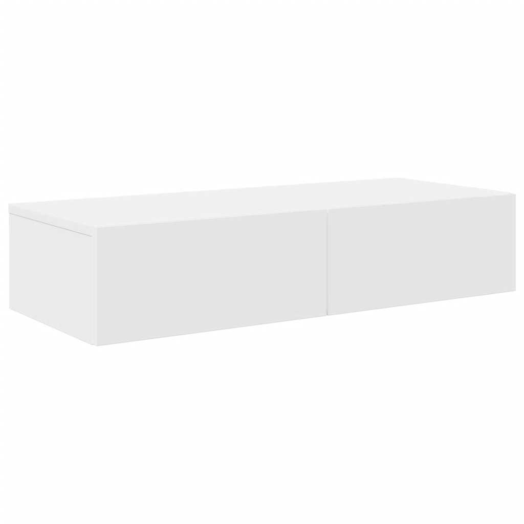 Zidna polica s ladicama bijela 80x33x17 cm izrađeno drvo
