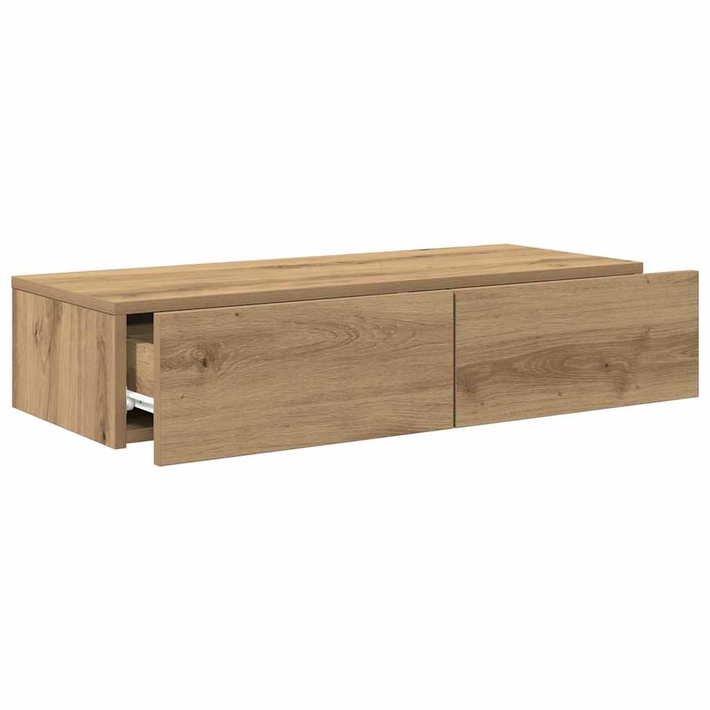 Zidna polica s ladicama umjetnički hrast 80x33x17 cm