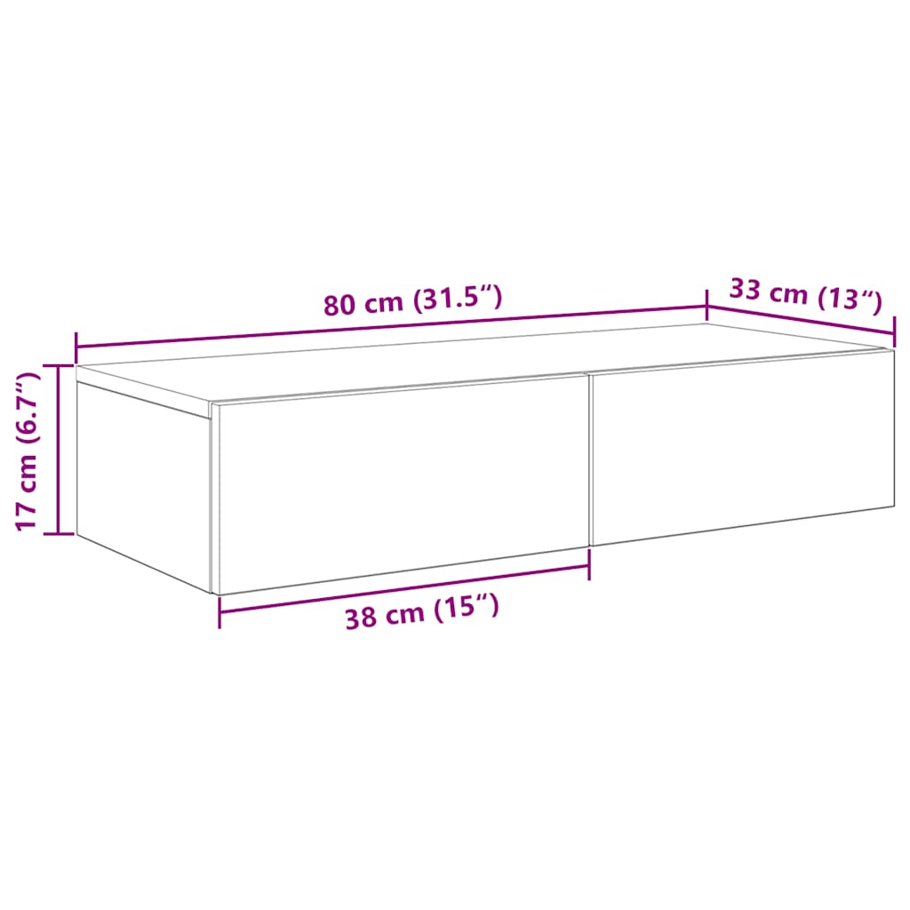 Zidna polica s ladicama umjetnički hrast 80x33x17 cm