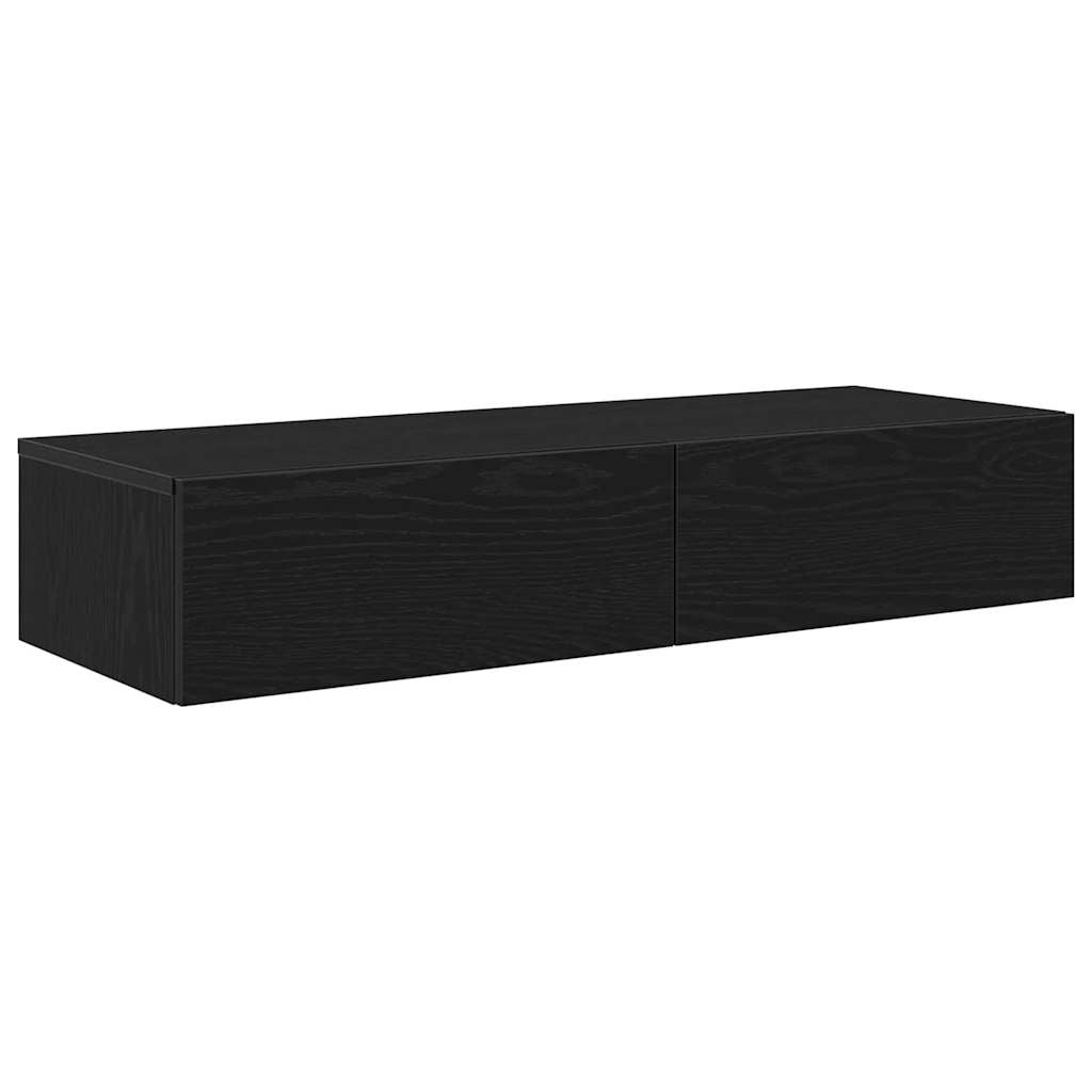 Zidna polica s ladicama crna 100x36x19 cm izrađeno drvo