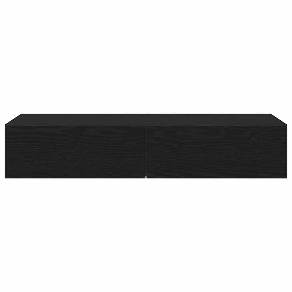 Zidna polica s ladicama crna 100x36x19 cm izrađeno drvo