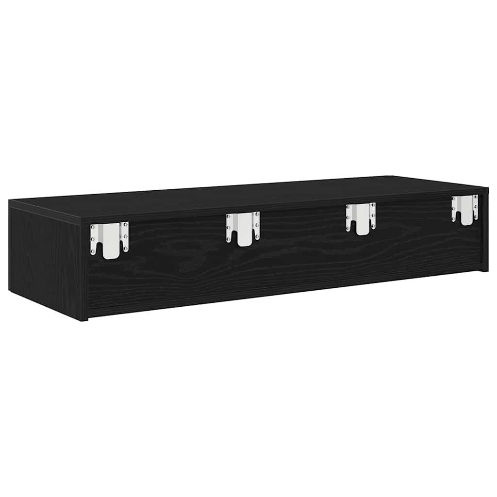 Zidna polica s ladicama crna 100x36x19 cm izrađeno drvo