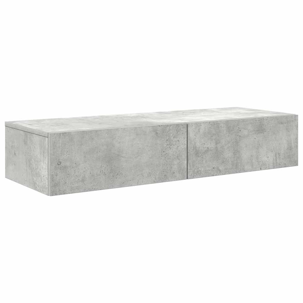Zidna polica s ladicama beton siva konstruirano drvo