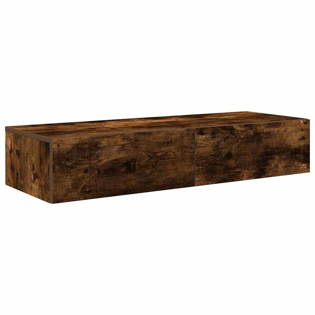 Zidna polica s ladicama dimljeni hrast 100x36x19 cm