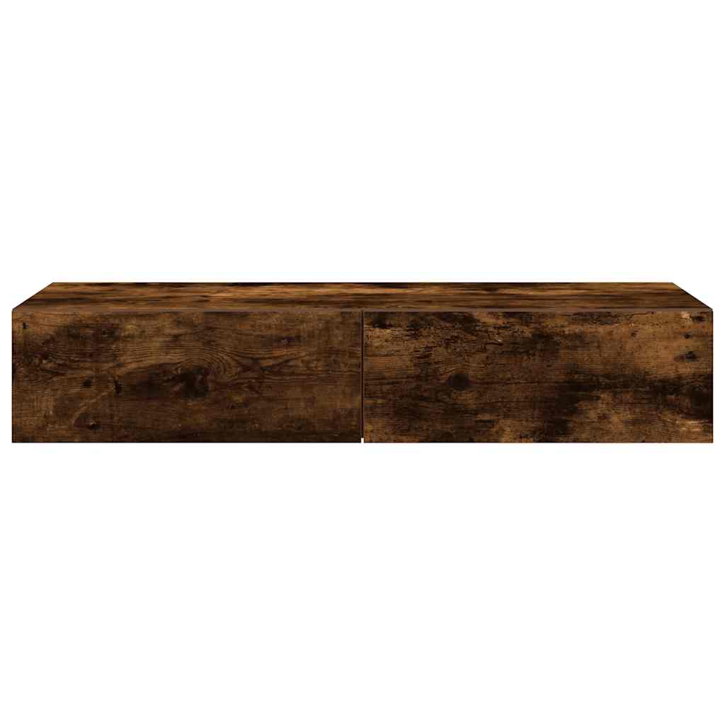 Zidna polica s ladicama dimljeni hrast 100x36x19 cm