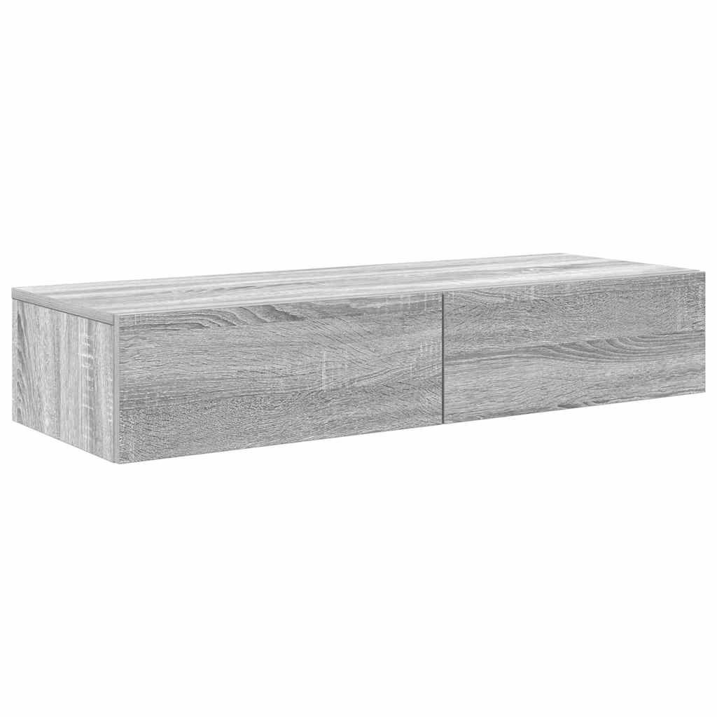Zidna polica s ladicama siva sonoma 100x36x19 cm
