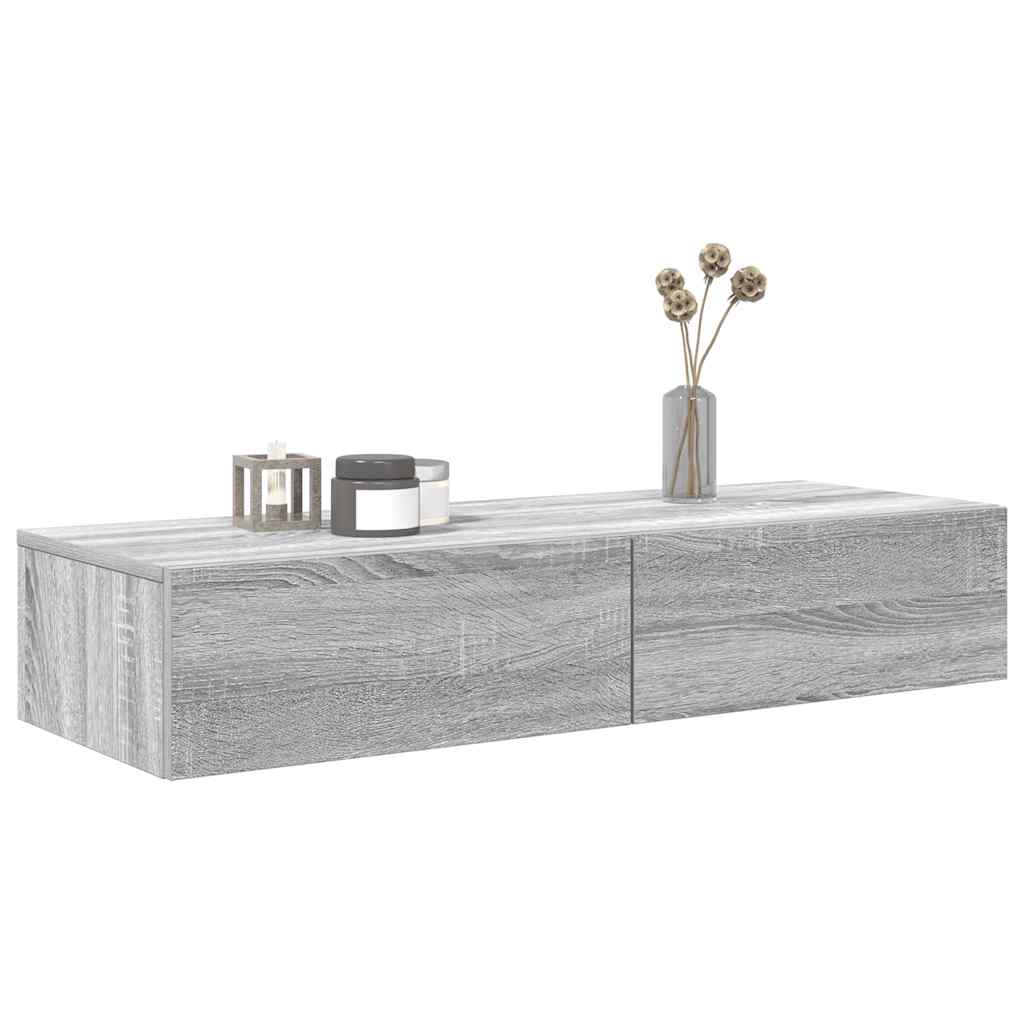 Zidna polica s ladicama siva sonoma 100x36x19 cm