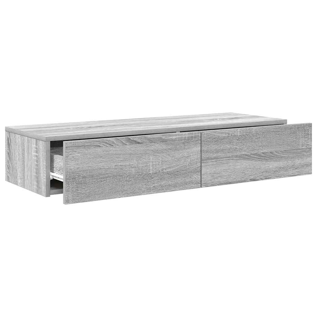 Zidna polica s ladicama siva sonoma 100x36x19 cm