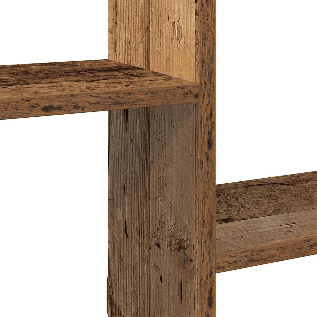Zidna kockasta polica s 5 odjeljaka od starog drveta