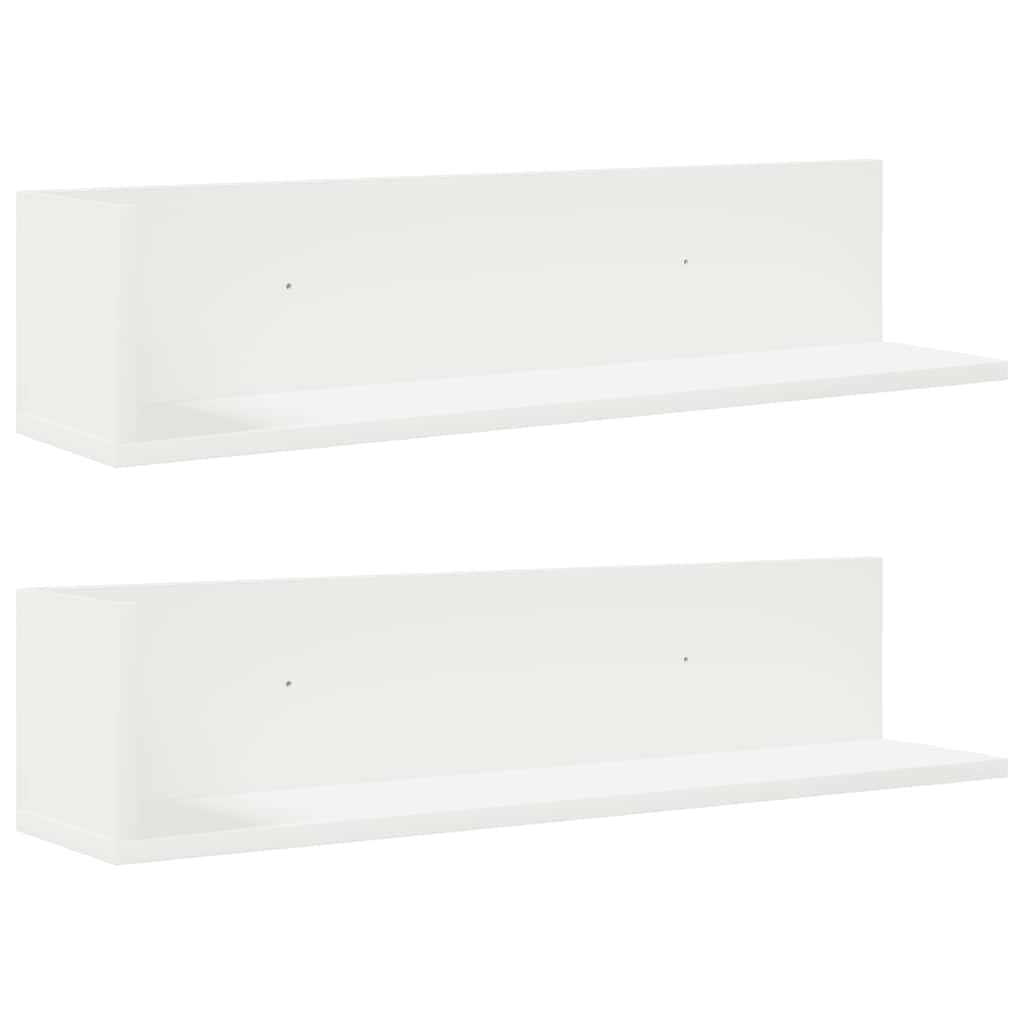 Zidne police 2 kom bijele 75x16,5x16,5 cm konstruirano drvo
