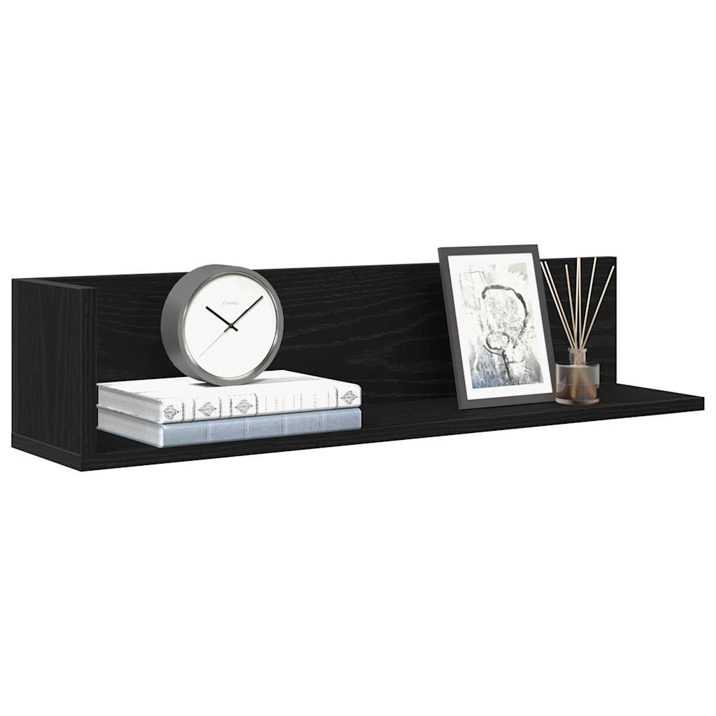 Zidne police 2 kom crne 75x16,5x16,5 cm konstruirano drvo