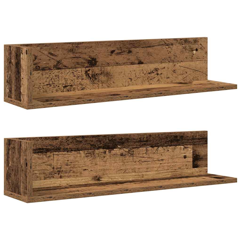 Zidne police 2 kom Staro drvo 75x16,5x16,5 cm Konstruirano drvo