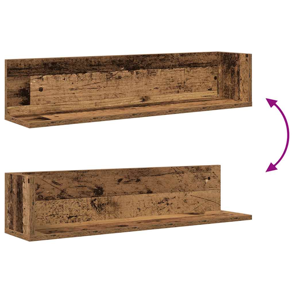Zidne police 2 kom Staro drvo 75x16,5x16,5 cm Konstruirano drvo