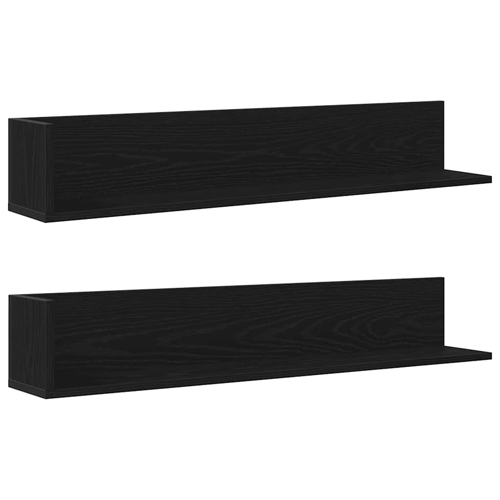 Zidne police 2 kom crne 100x16,5x16,5 cm konstruirano drvo