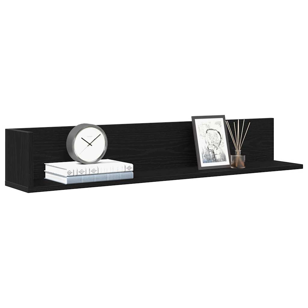 Zidne police 2 kom crne 100x16,5x16,5 cm konstruirano drvo