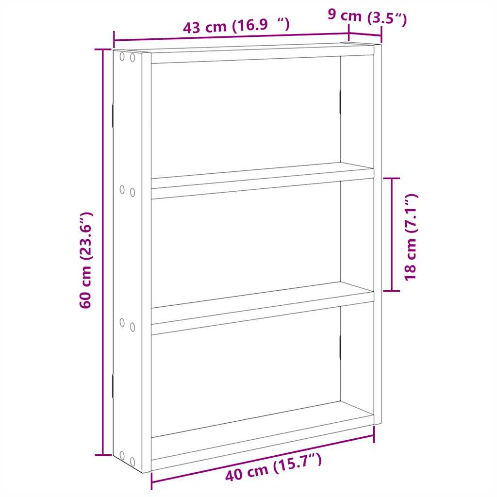 Zidna polica dimljeni hrast 43x9x60 cm konstruirano drvo