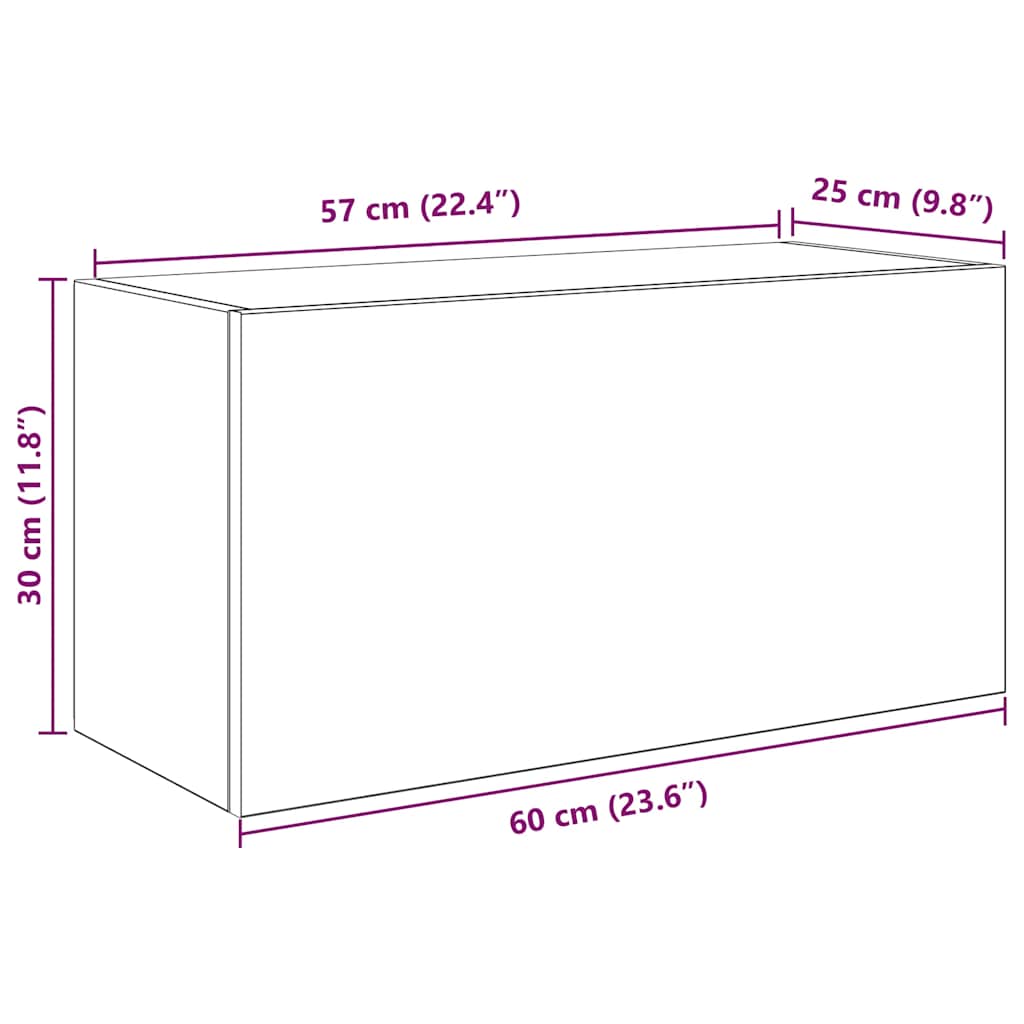 Kupaonski zidni ormarić sivi Sonoma 60x25x30 cm izrađeno drvo
