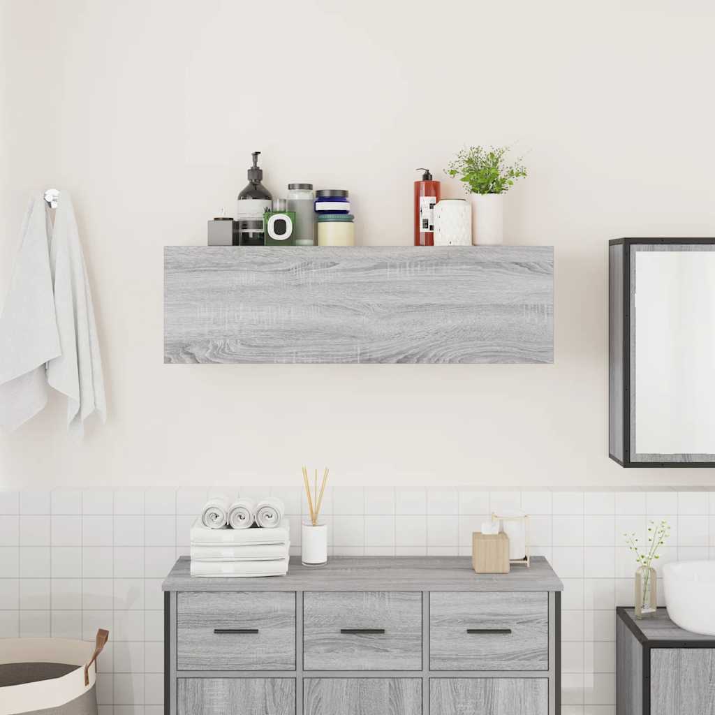 Kupaonski zidni ormarić sivi Sonoma 100x25x30 cm izrađeno drvo