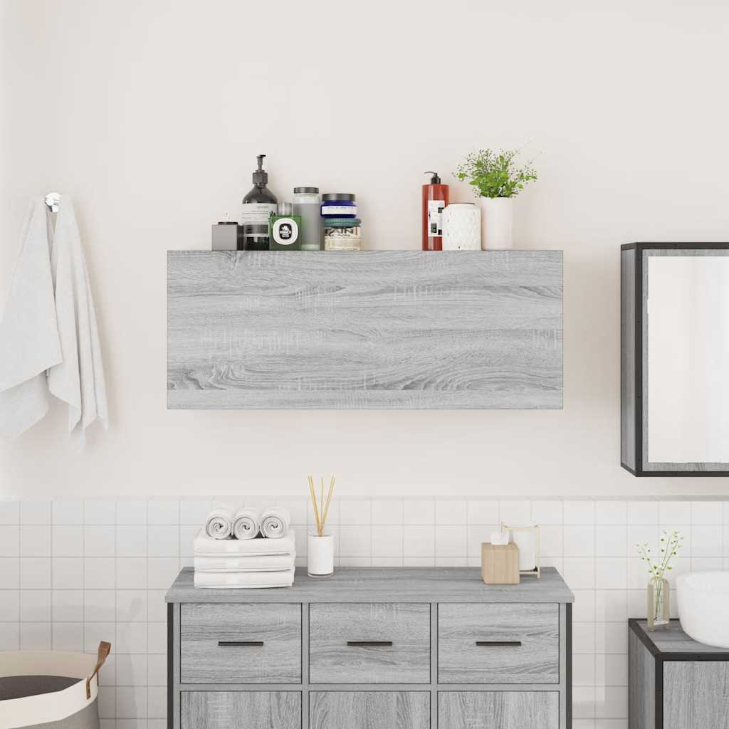 Kupaonski zidni ormarić sivi Sonoma 100x25x40 cm izrađeno drvo