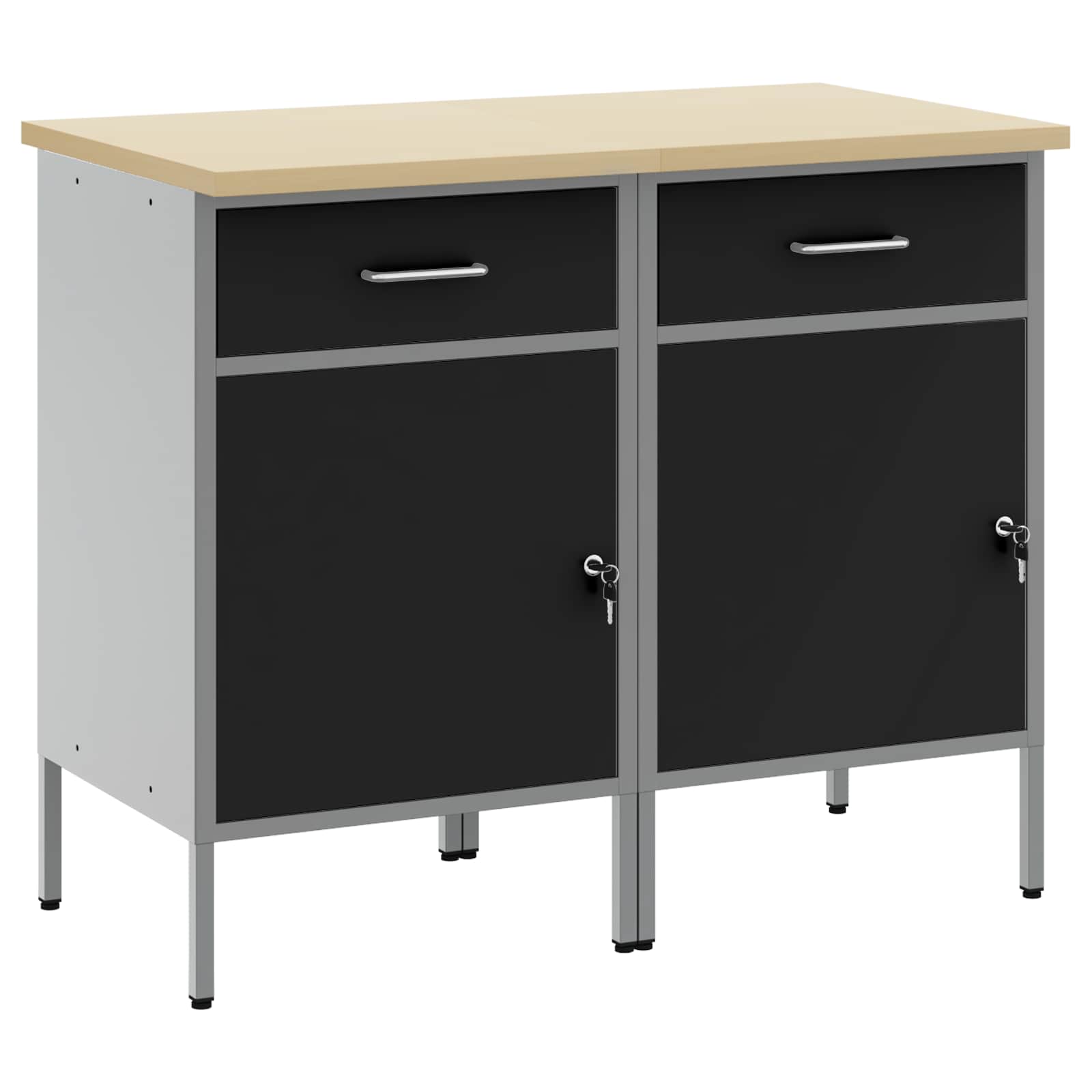 Radni ormar s ladicama 2 pcs Crna i Siva 100 x 55 x 85 cm