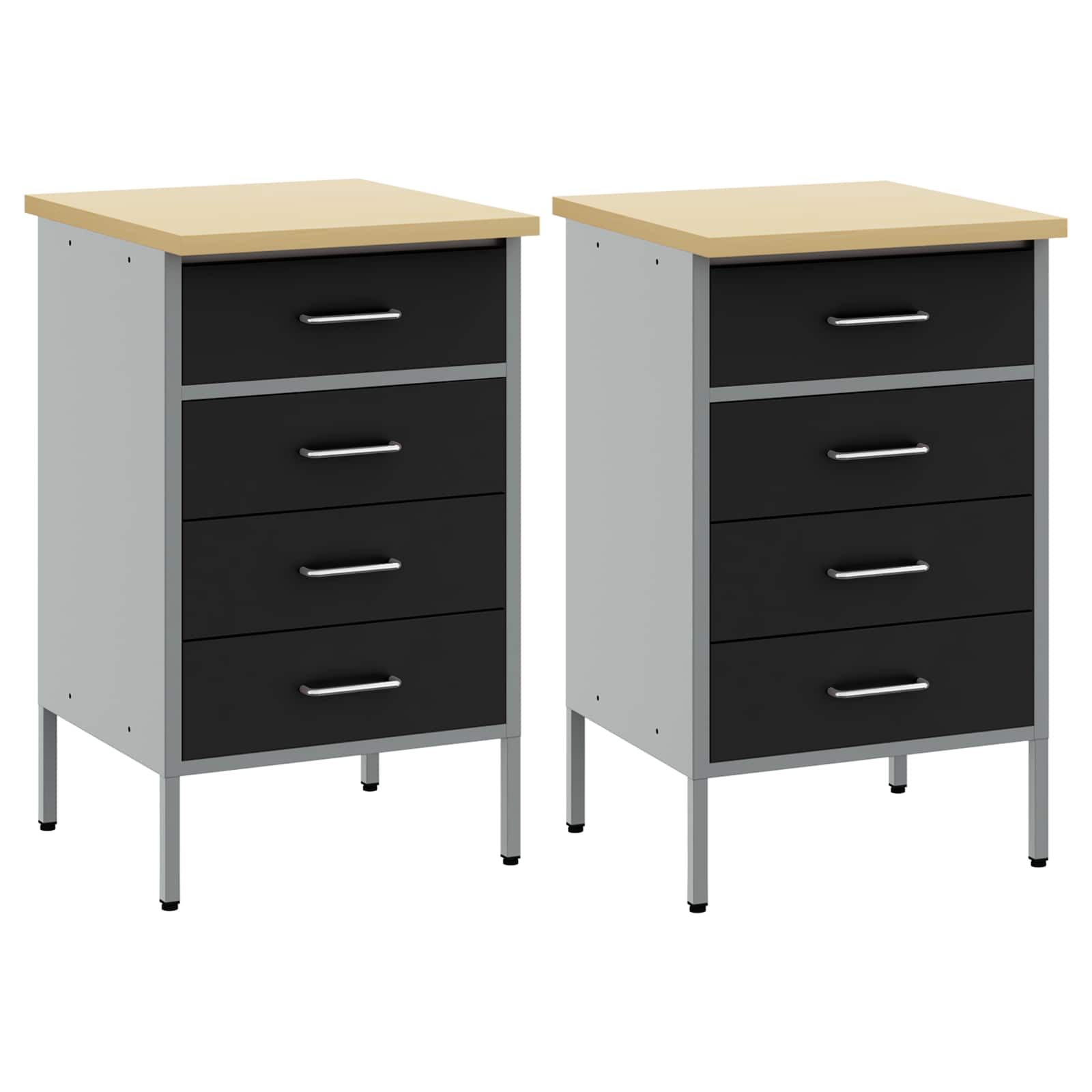 Radni ormar s ladicama 2 pcs Crna i Siva 100 x 55 x 85 cm