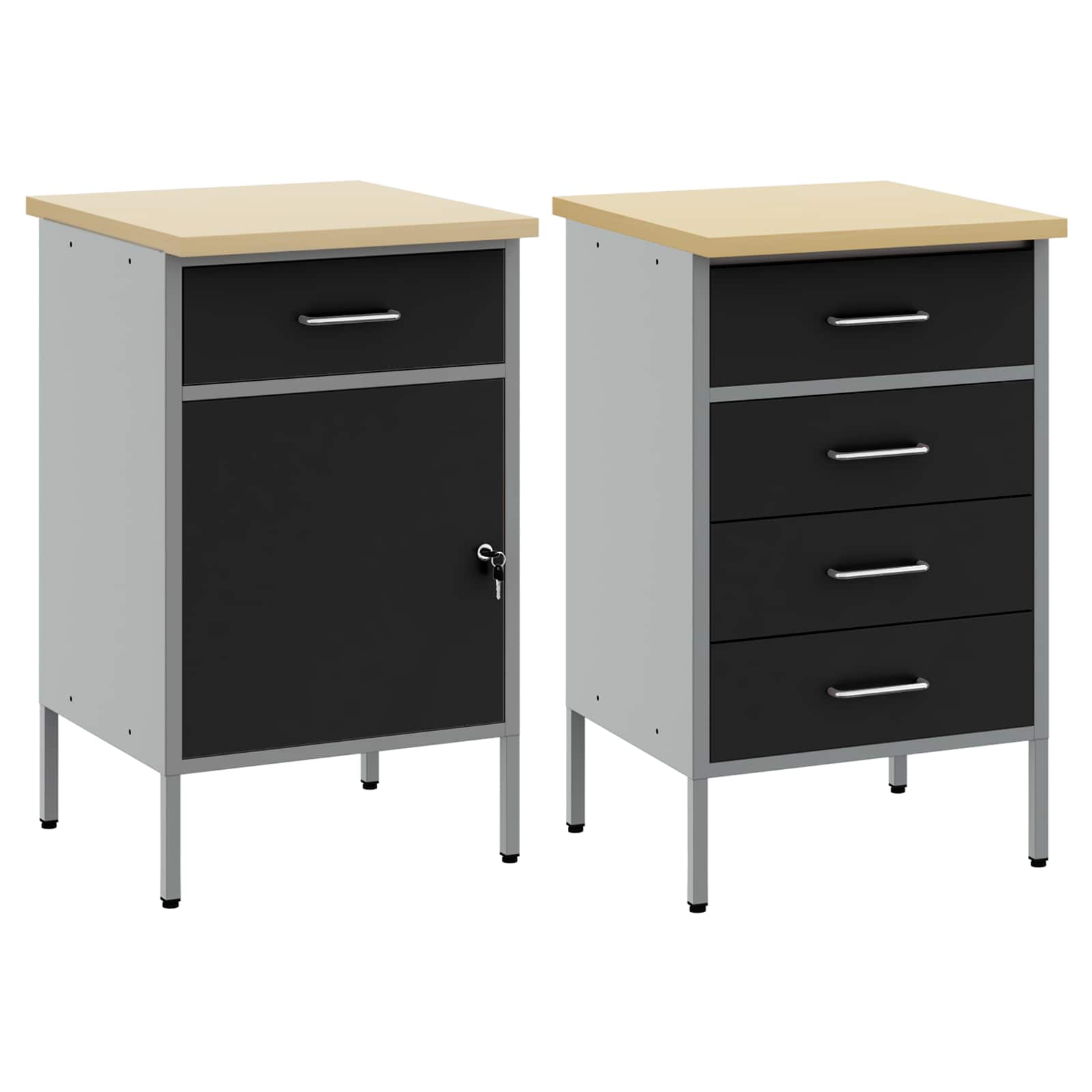 Radni ormar s ladicama 2 pcs Crna i Siva 100 x 55 x 85 cm