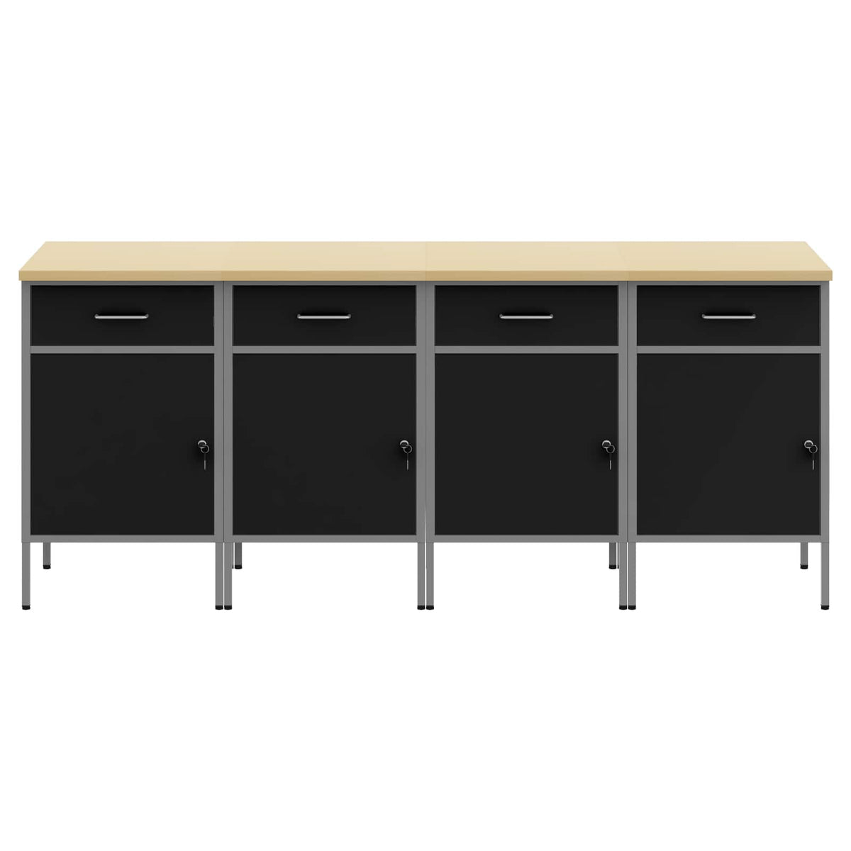 Radni ormar s ladicama 4 pcs Crna i Siva 200 x 55 x 85 cm