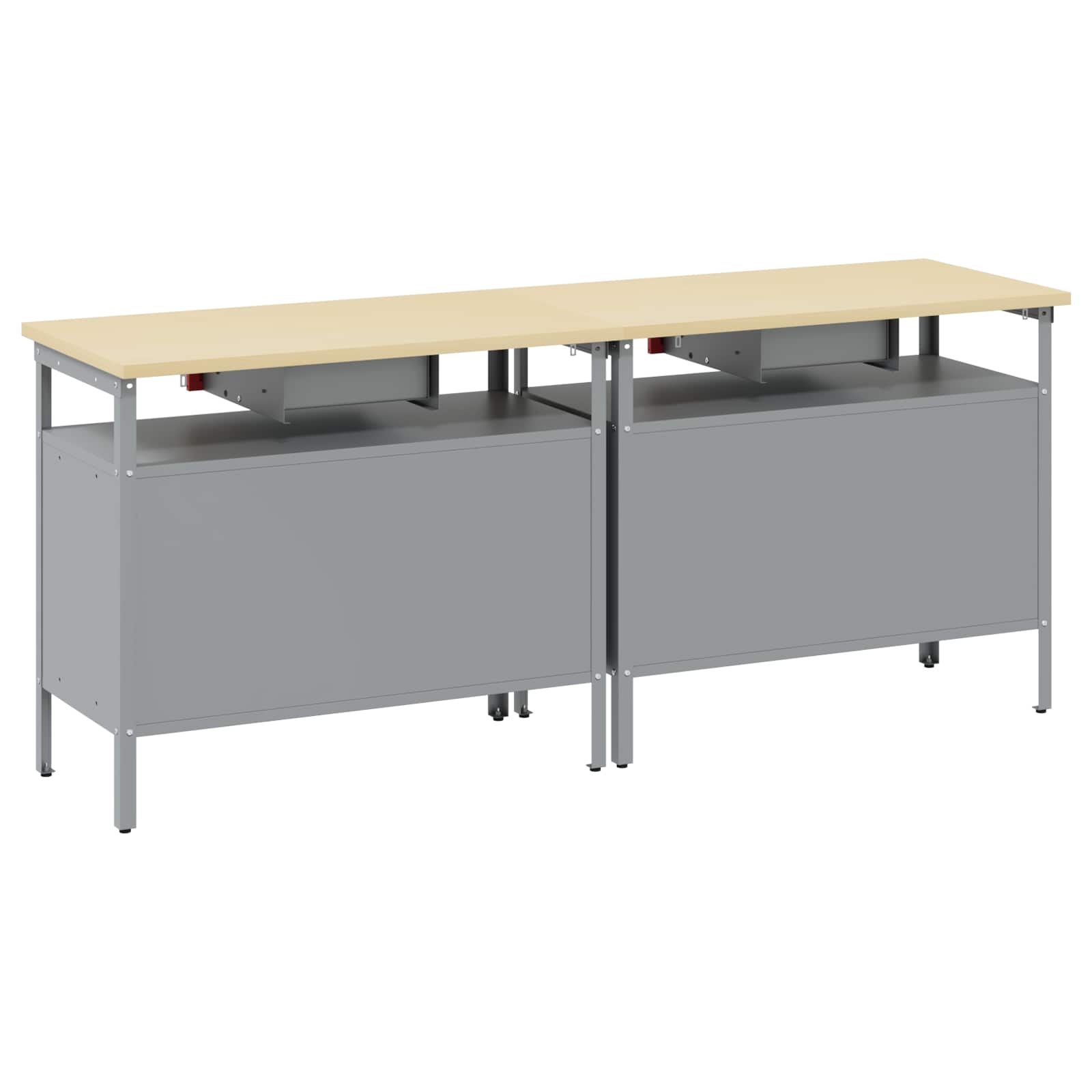 Set radnog stola s policom 2 pcs Crvena i siva 200 x 55 x 85 cm