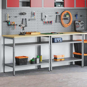 Set radnog stola s policom 2 pcs Bež i siva 200 x 55 x 85 cm