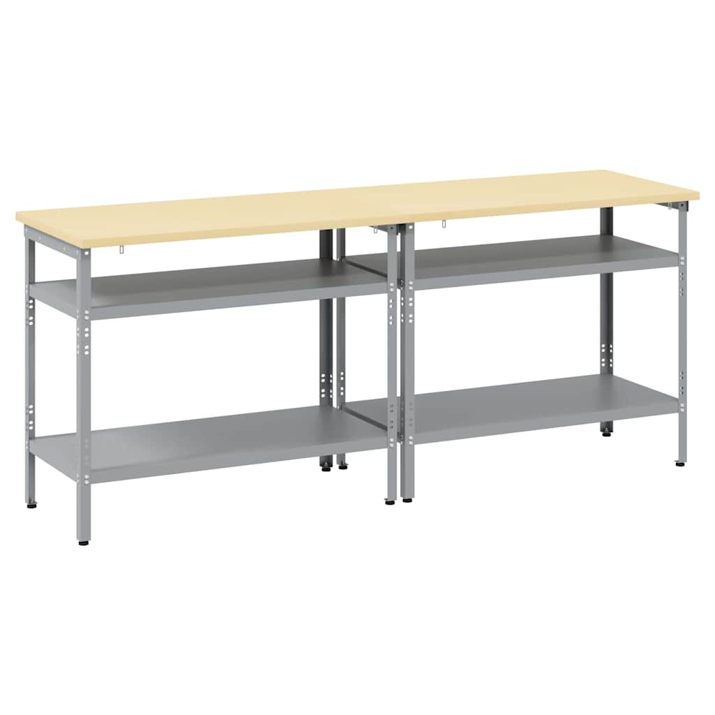 Set radnog stola s policom 2 pcs Bež i siva 200 x 55 x 85 cm