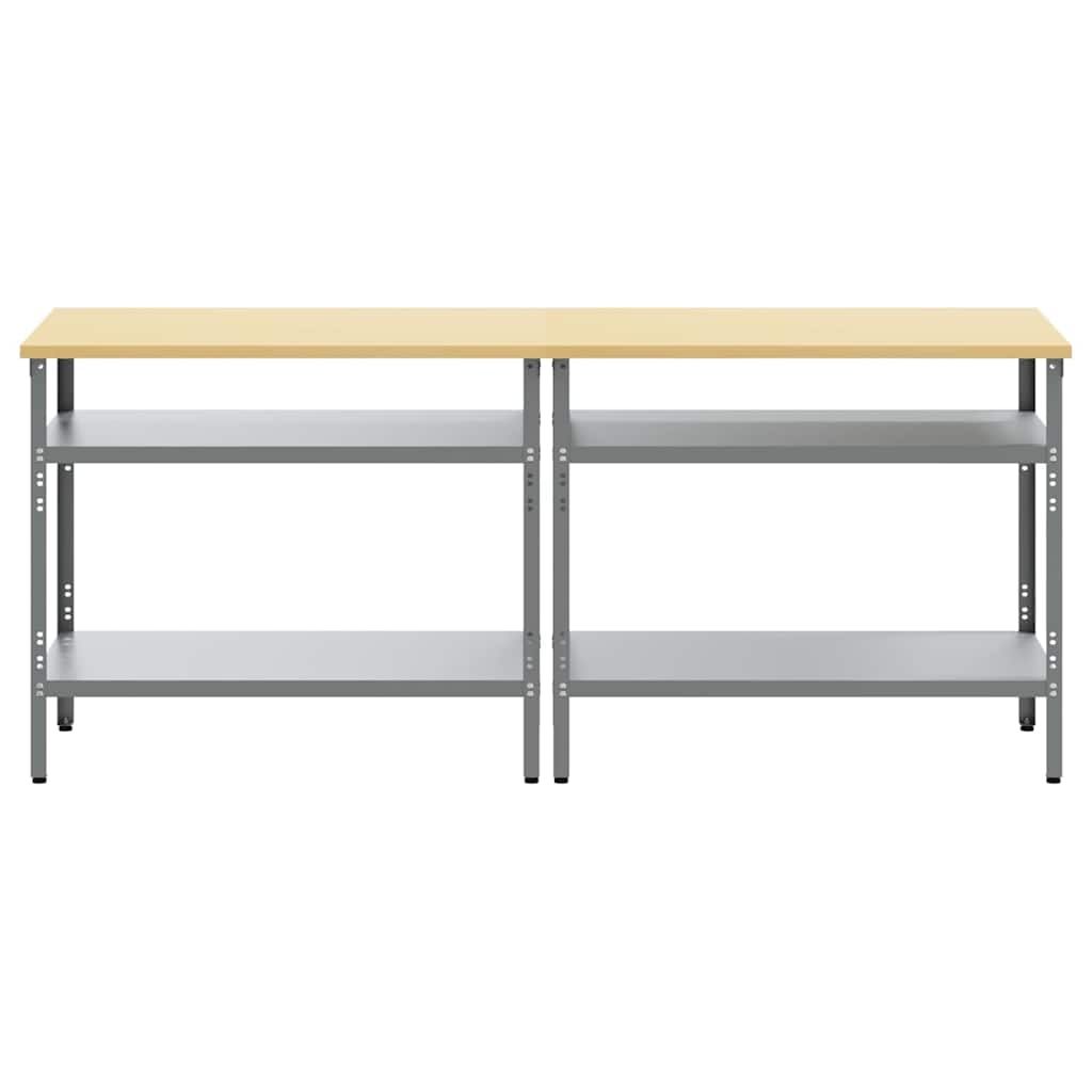 Set radnog stola s policom 2 pcs Bež i siva 200 x 55 x 85 cm
