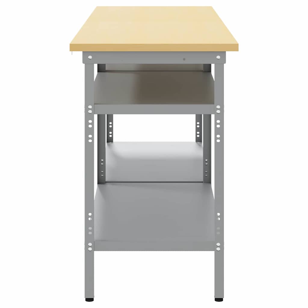 Set radnog stola s policom 2 pcs Bež i siva 200 x 55 x 85 cm