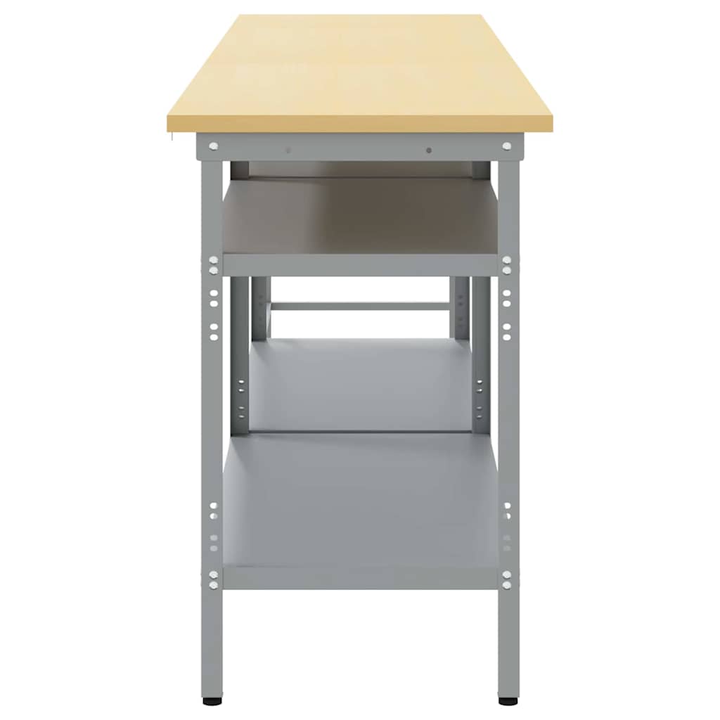Set radnog stola 3 pcs Bež i siva Čelik s prahom premazan