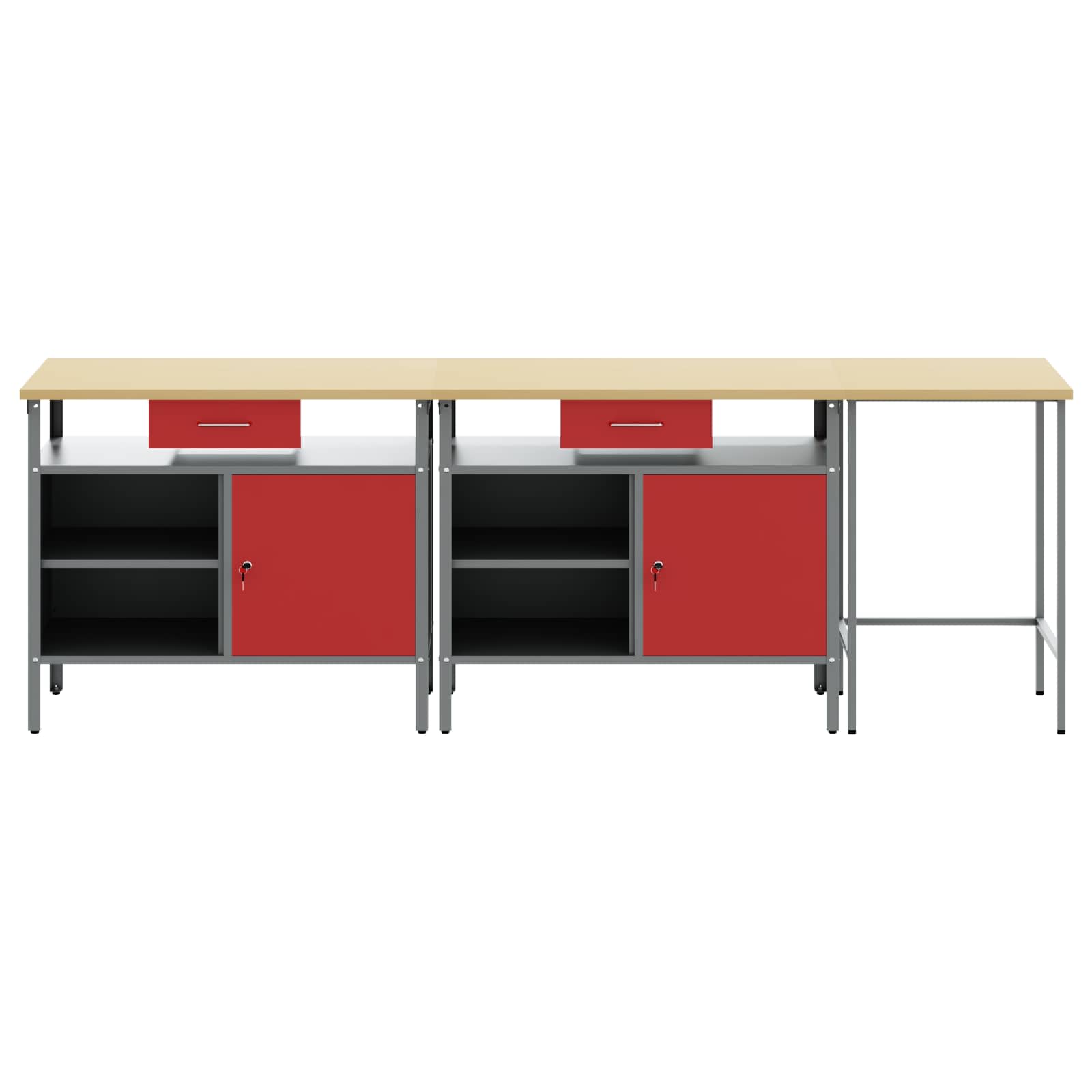 Set radnog stola 3 pcs Crna i Siva Čelik s prahom premazan