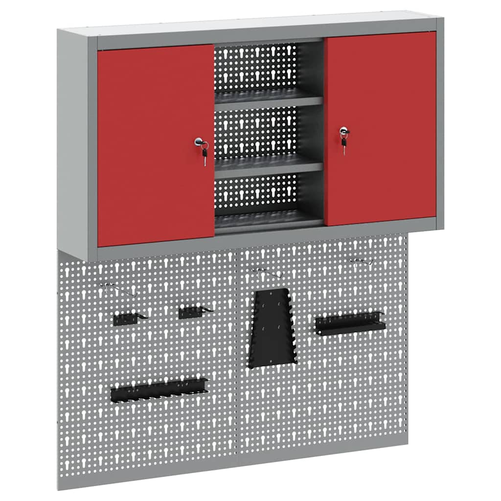 Set ormara za alate 3 pcs Crvena Čelik s prahom premazan
