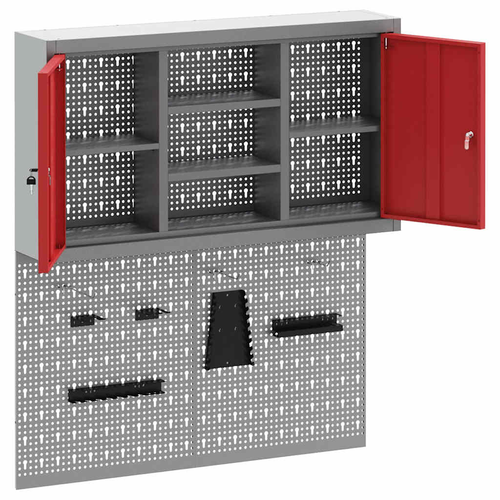 Set ormara za alate 3 pcs Crvena Čelik s prahom premazan