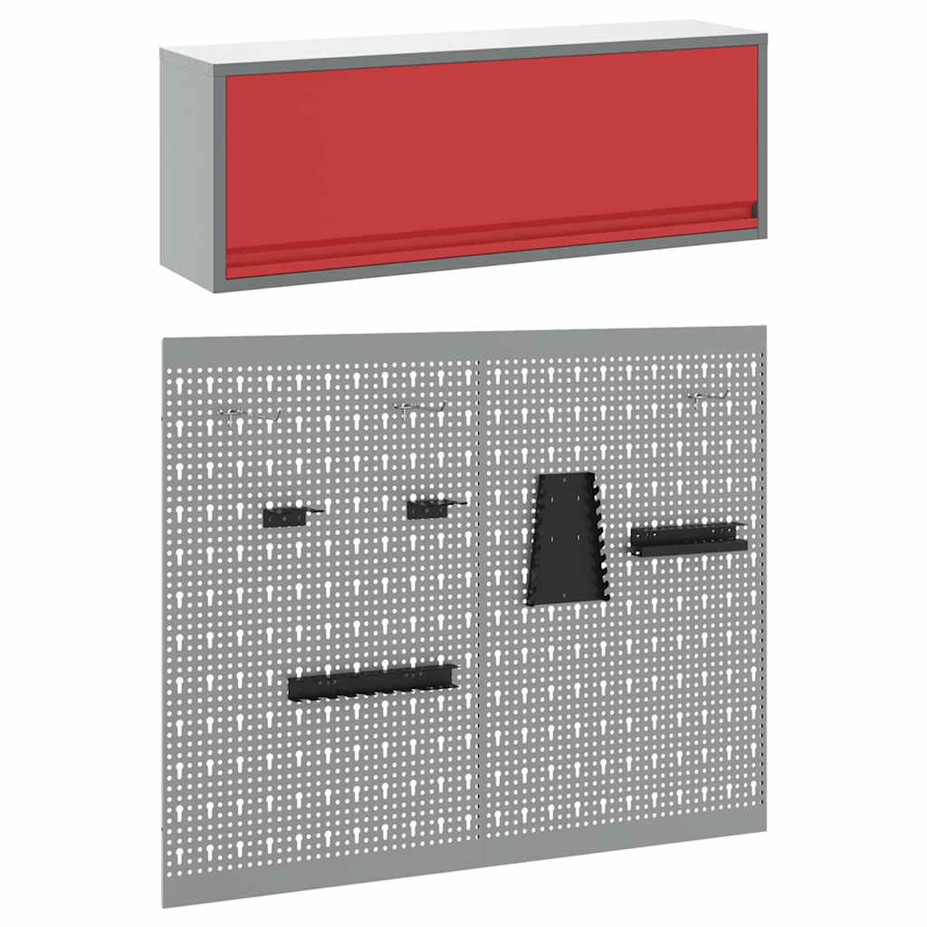 Set ormara za alate 3 pcs Crvena Čelik s prahom premazan