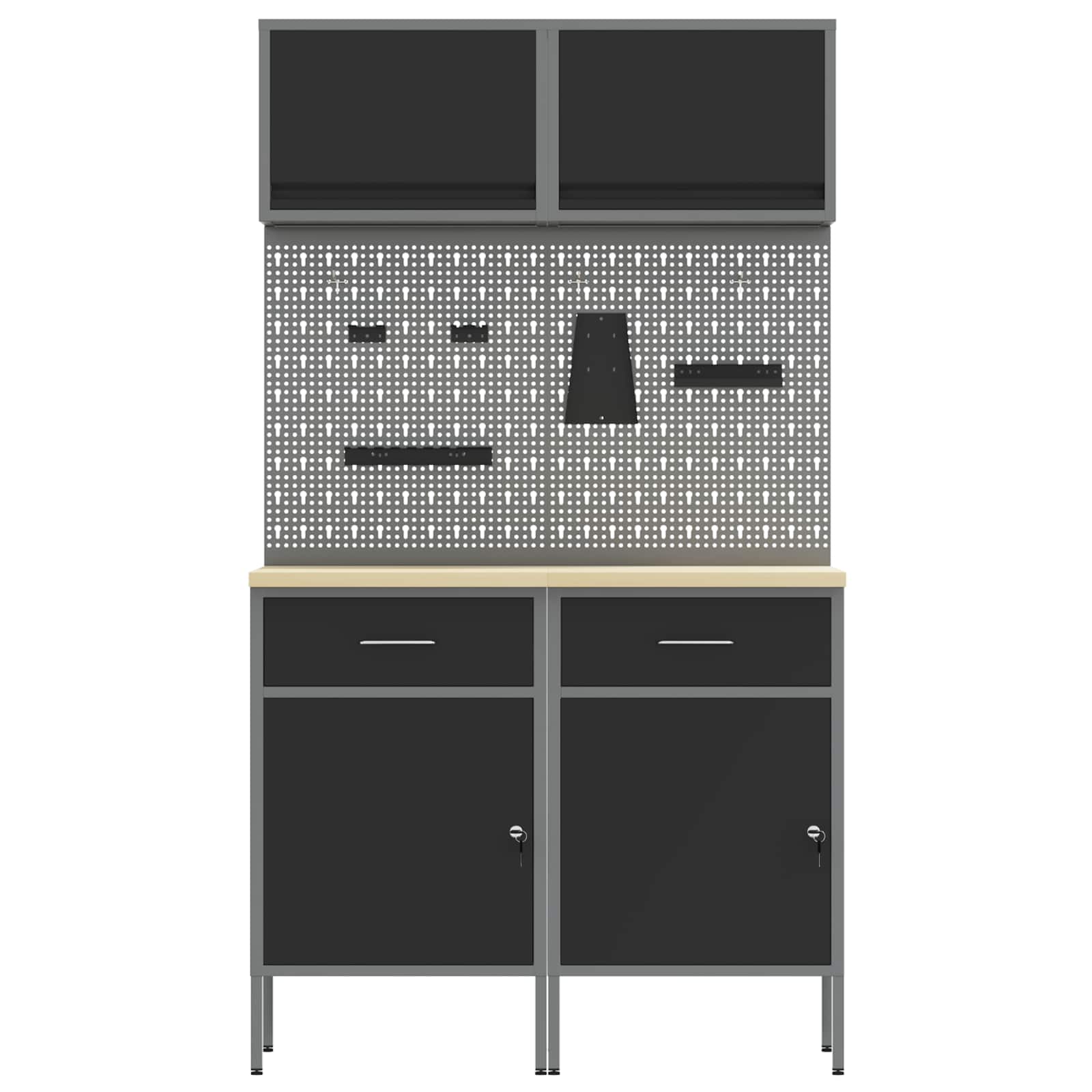 Set radnih ormarića s ladicama s policom s pohranom 8 pcs Siva