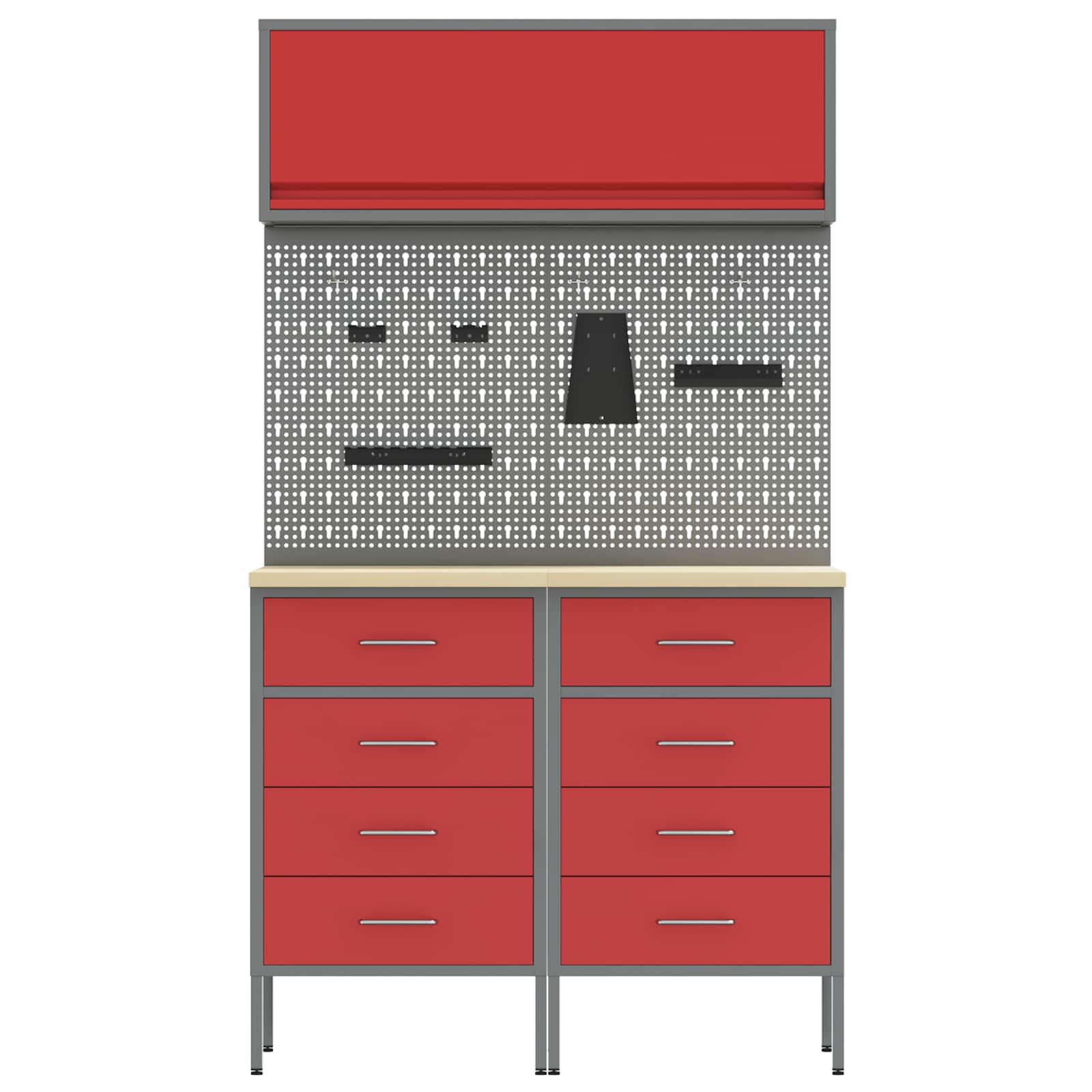 Set radnih ormarića s ladicama s policom 5 pcs Crvena