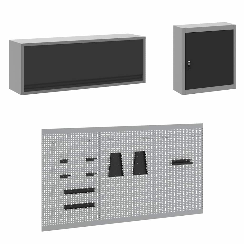 Set radnih ormarića s ladicama s pohranom 8 kom. Crna