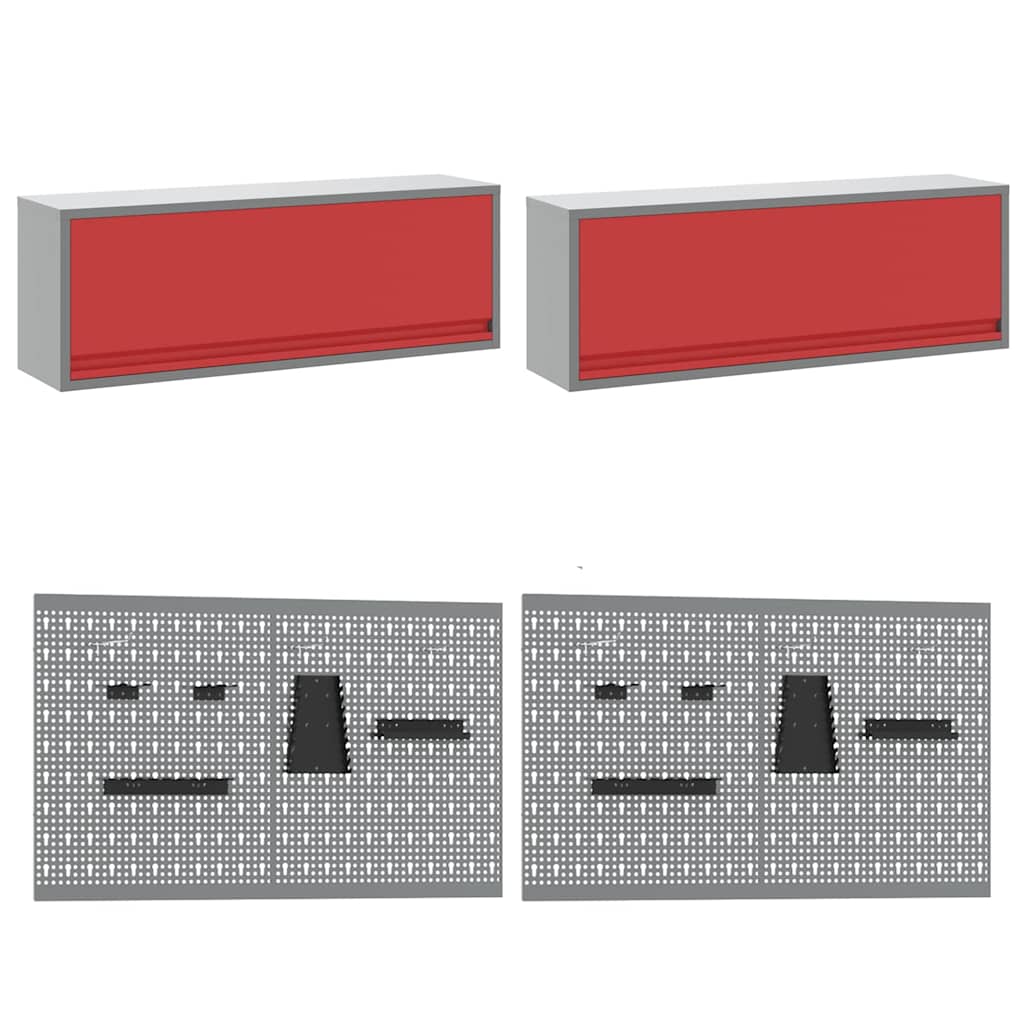 Set radnih ormarića s ladicama s pohranom 10 pcs Crvena