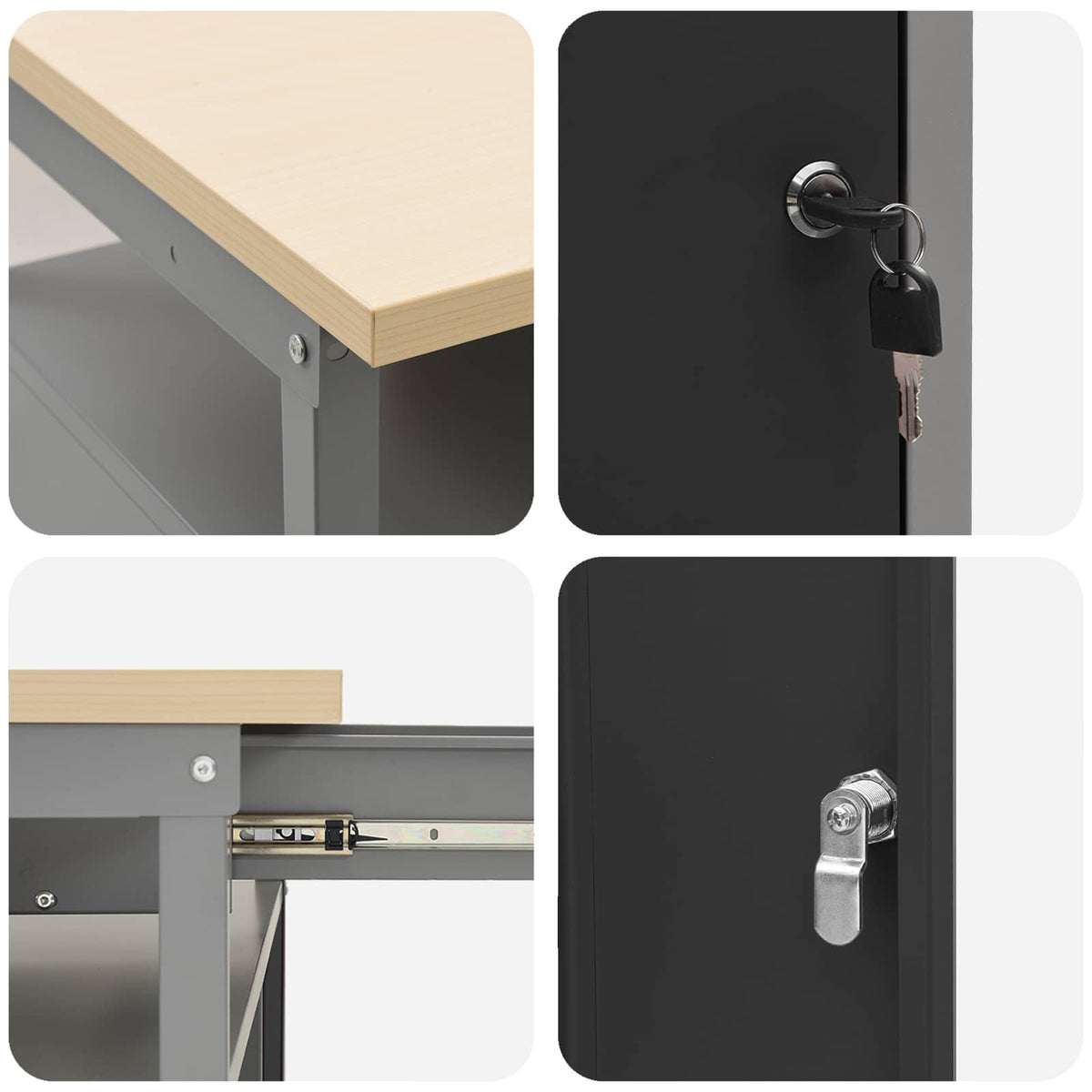 Set radnog stola 8 kom. Crna i Siva Čelik s prahom premazan