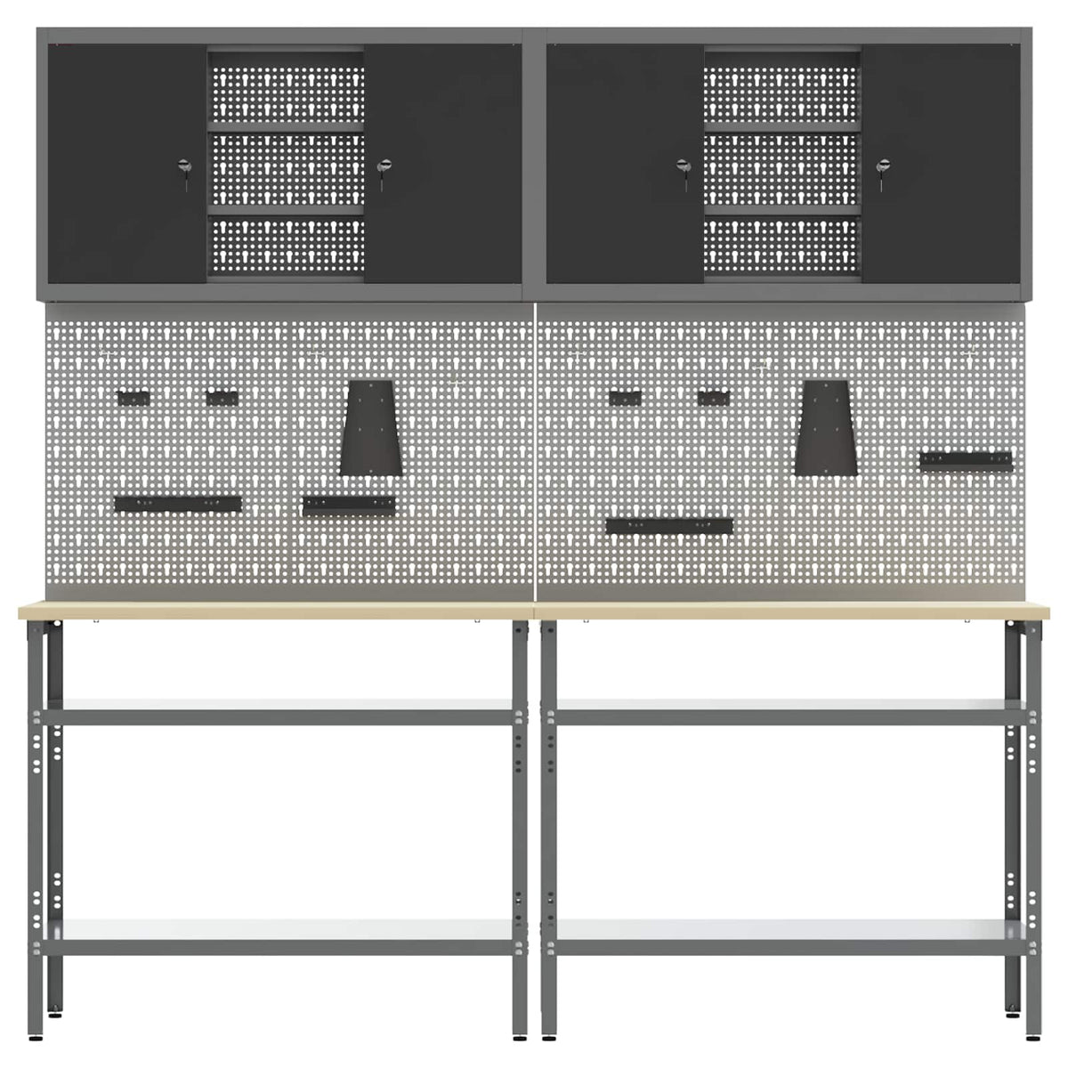 Set radnog stola 8 kom. Crna i Siva Čelik s prahom premazan