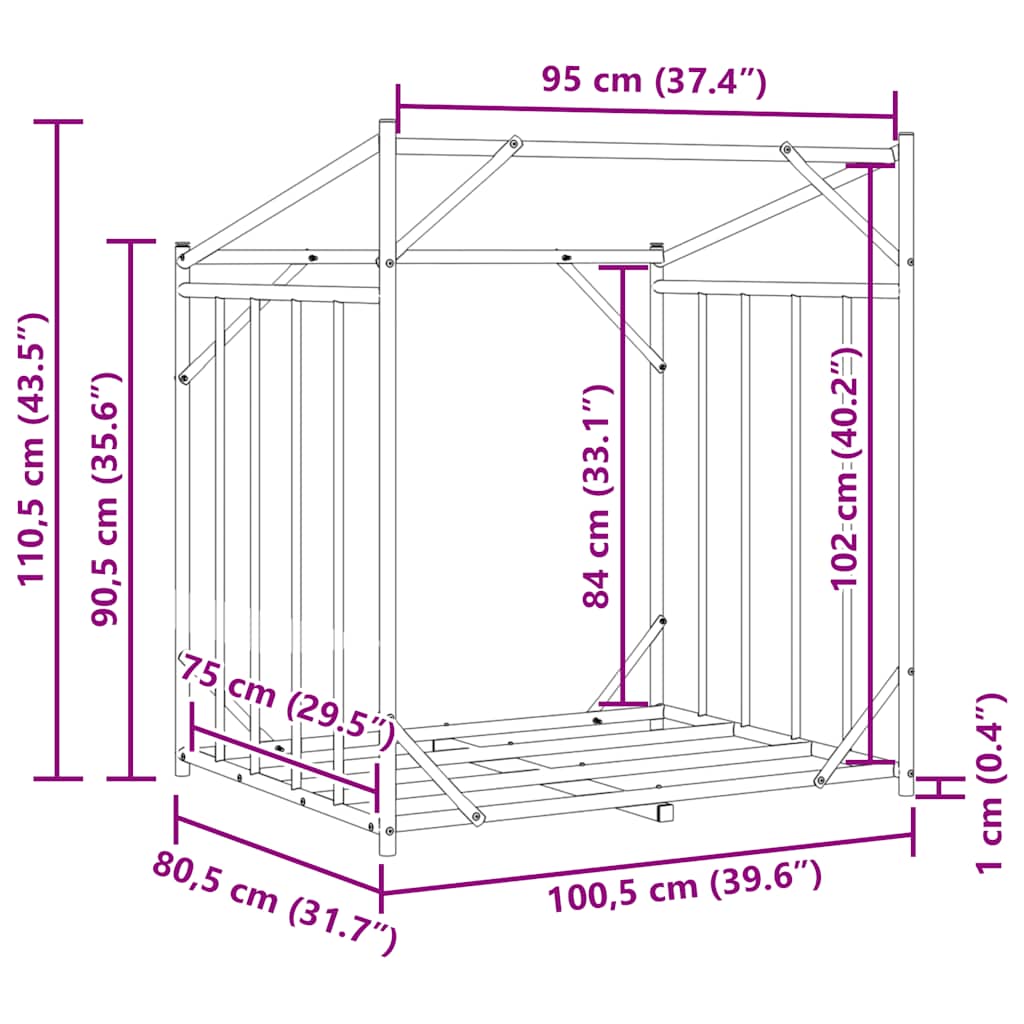 Stalak za drva za ogrjev s kišnom navlakom 100,5x80,5x110,5 cm
