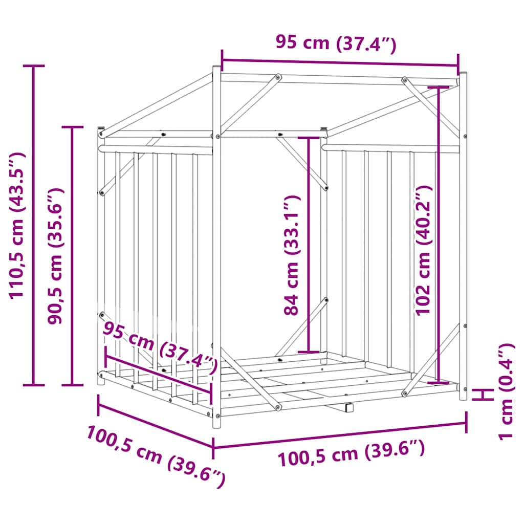 Stalak za drva za ogrjev s kišnom navlakom 100,5x100,5x110,5 cm