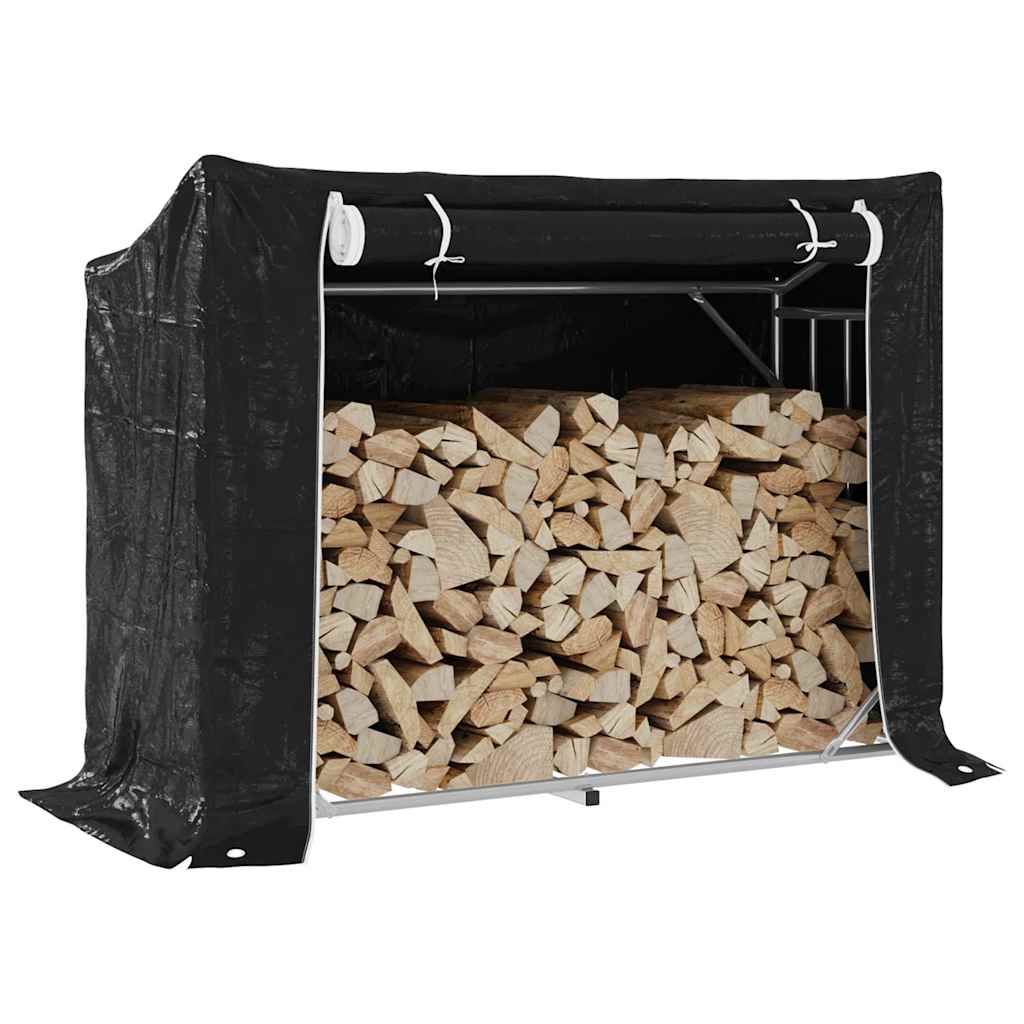 Stalak za drva za ogrjev s kišnom navlakom 151x60,5x110,5 cm